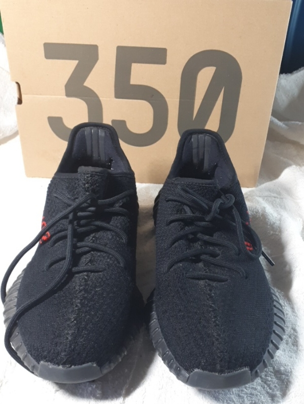adidas Black Knit Low-Top Sneaker with Red Stitch Accent